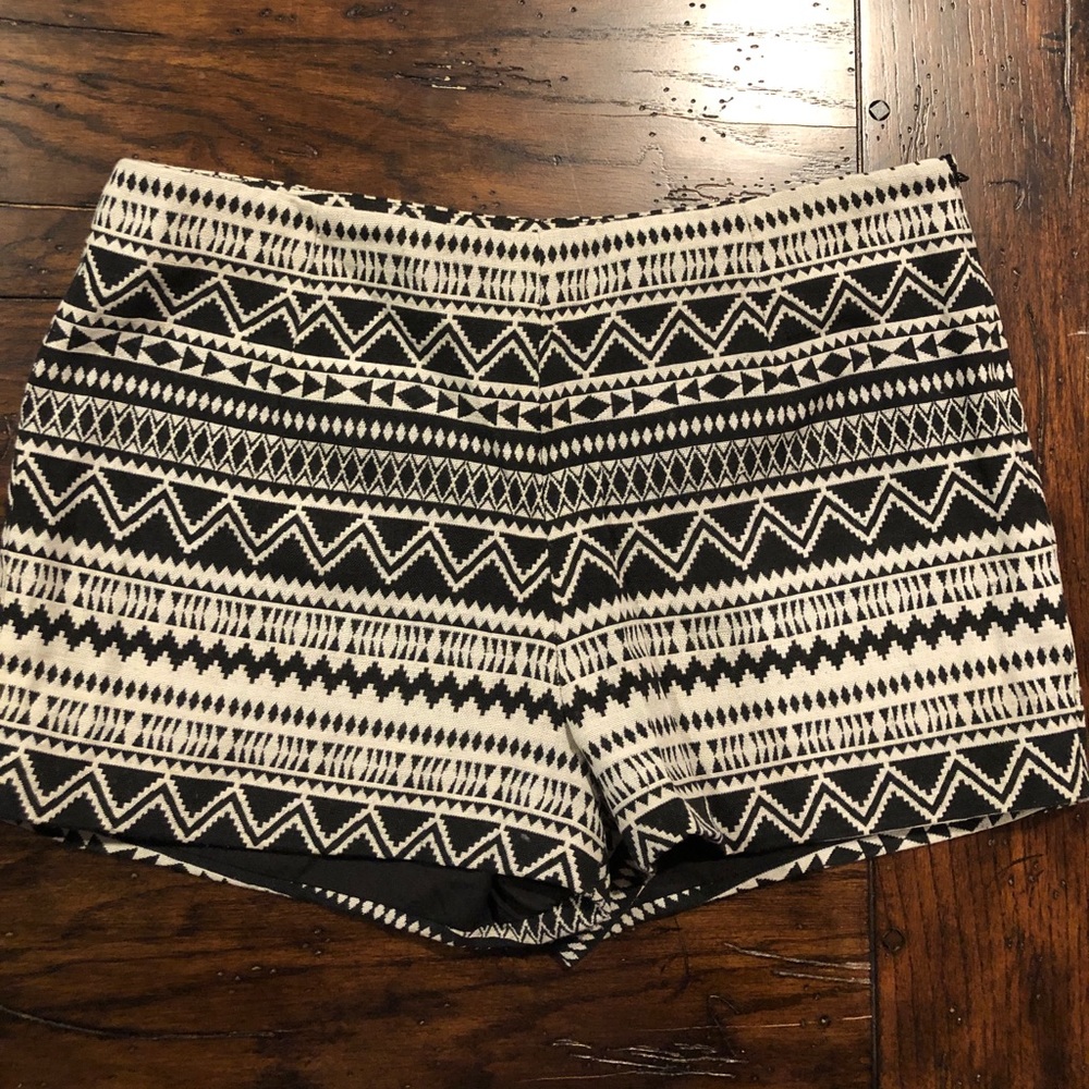 Black and White Aztec Print Shorts